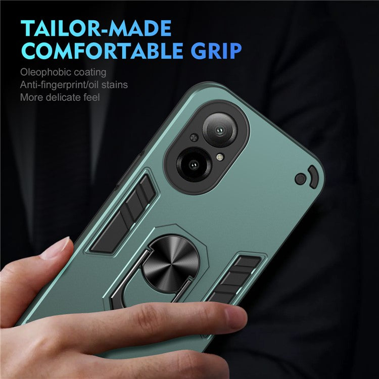 For Realme C67 4G Case Kickstand PC+TPU Shockproof Phone Cover - Green