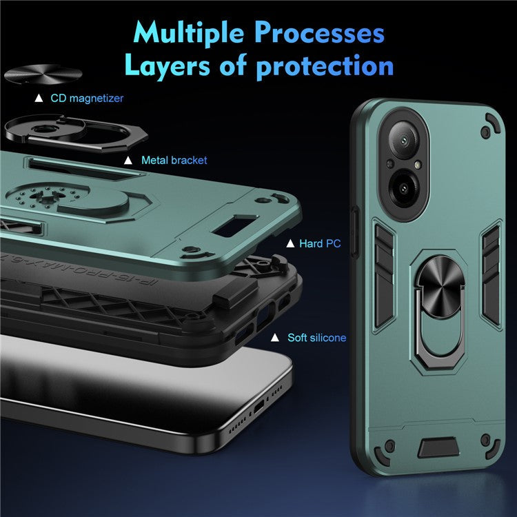 For Realme C67 4G Case Kickstand PC+TPU Shockproof Phone Cover - Green