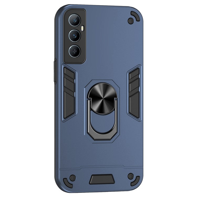 For Realme C65 4G Case PC+TPU Phone Cover with Ring Holder Kickstand, Anti-Scratch - Blue