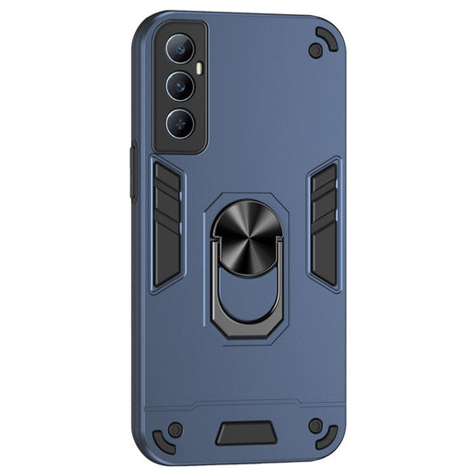 For Realme C65 4G Case PC+TPU Phone Cover with Ring Holder Kickstand, Anti-Scratch - Blue