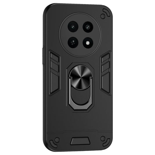 For Realme 12x 5G Case PC+TPU Kickstand Magnetic Car Mount Phone Cover - Black
