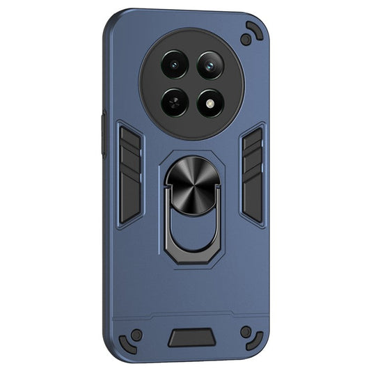 For Realme 12 5G Case PC+TPU Shockproof Phone Protective Cover Rotating Kickstand - Blue