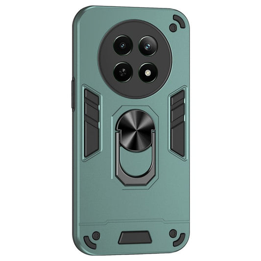 For Realme 12 5G Case PC+TPU Shockproof Phone Protective Cover Rotating Kickstand - Green