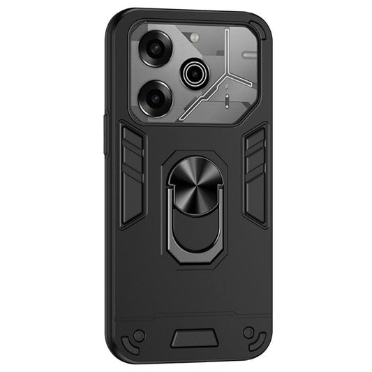 For TECNO Pova 6 Pro 5G Case PC+TPU Kickstand Protective Phone Cover - Black