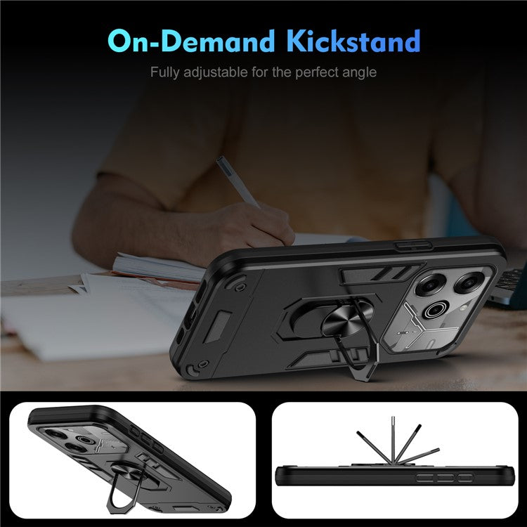 For TECNO Pova 6 Pro 5G Case PC+TPU Kickstand Protective Phone Cover - Black
