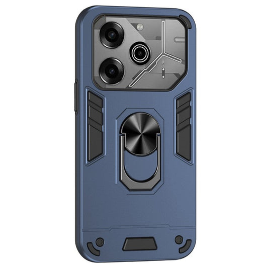 For TECNO Pova 6 Pro 5G Case PC+TPU Kickstand Protective Phone Cover - Blue