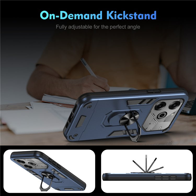 For TECNO Pova 6 Pro 5G Case PC+TPU Kickstand Protective Phone Cover - Blue