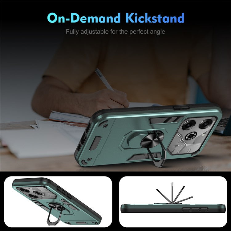 For TECNO Pova 6 Pro 5G Case PC+TPU Kickstand Protective Phone Cover - Green