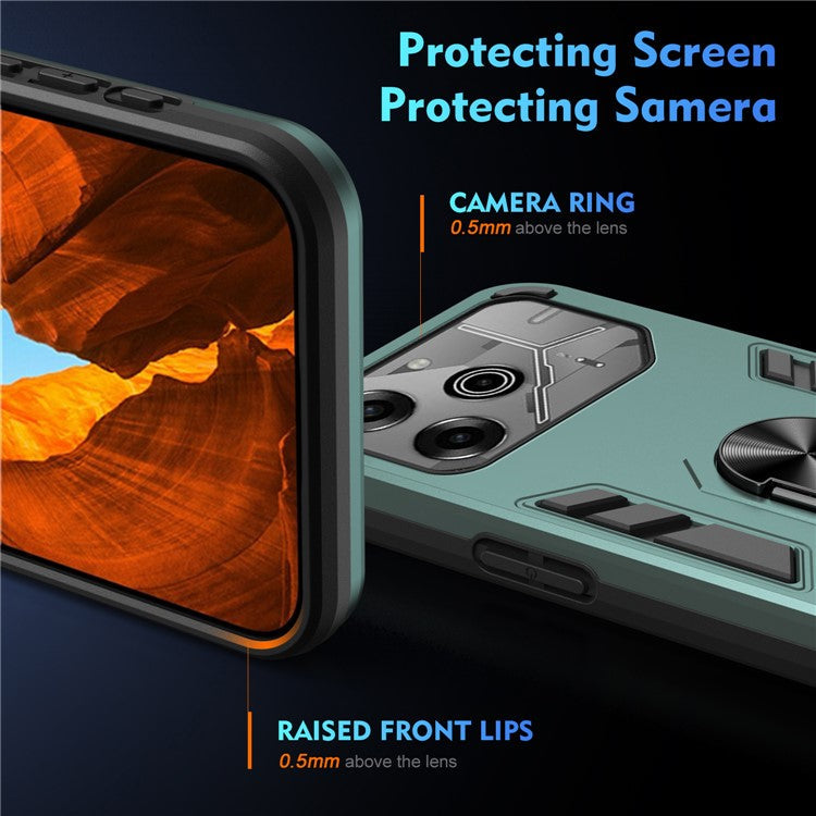 For TECNO Pova 6 Pro 5G Case PC+TPU Kickstand Protective Phone Cover - Green