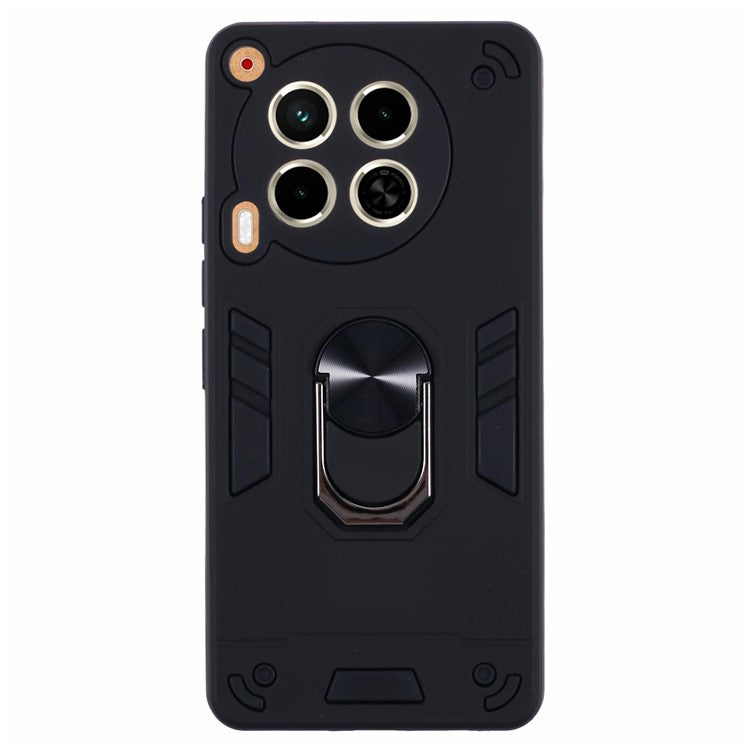 For TECNO Camon 30 4G Case PC+TPU Drop Defend Phone Case Support Magnetic Car Mount - Black