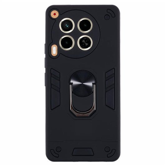 For TECNO Camon 30 4G Case PC+TPU Drop Defend Phone Case Support Magnetic Car Mount - Black
