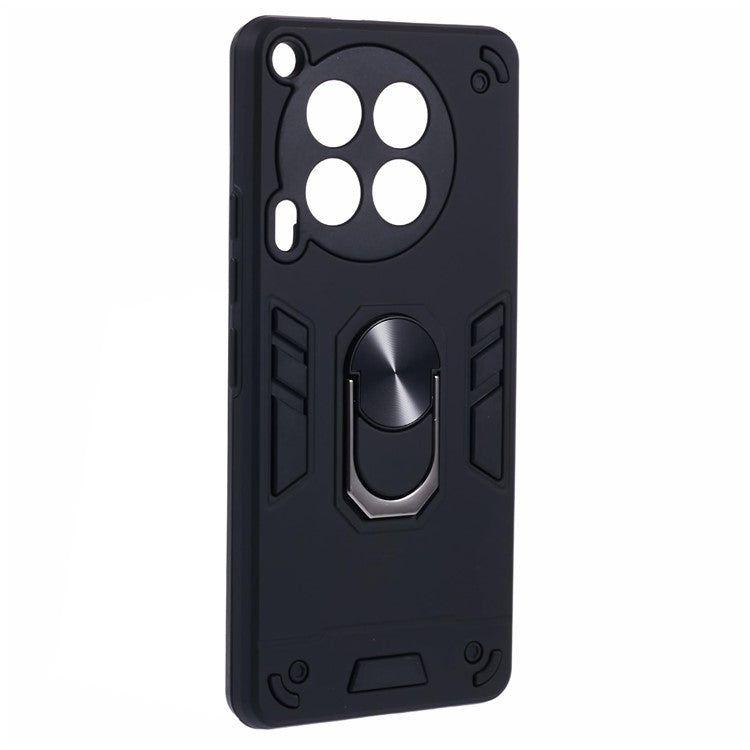 For TECNO Camon 30 4G Case PC+TPU Drop Defend Phone Case Support Magnetic Car Mount - Black