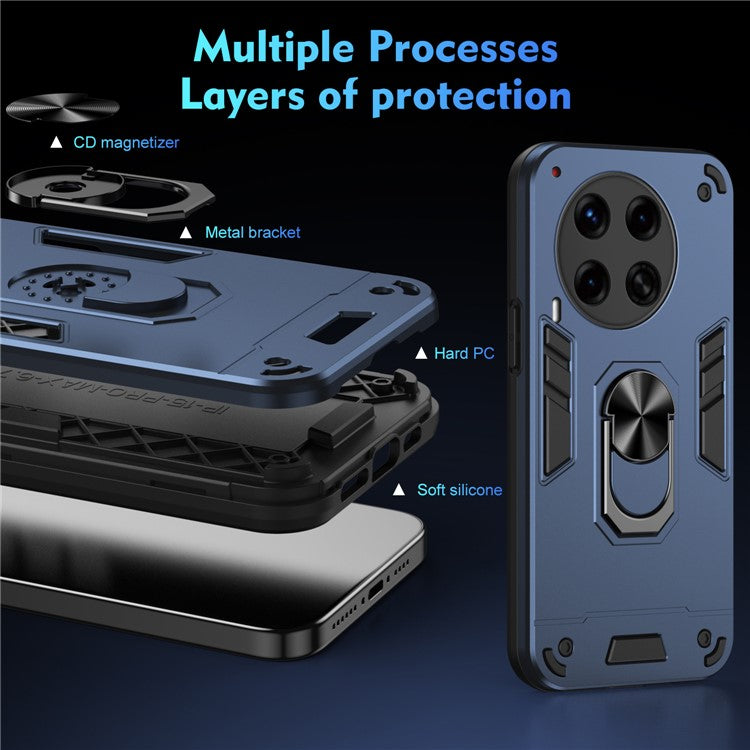 For TECNO Camon 30 Premier 5G Case Kickstand PC+TPU 2-in-1 Anti-Drop Phone Cover - Blue