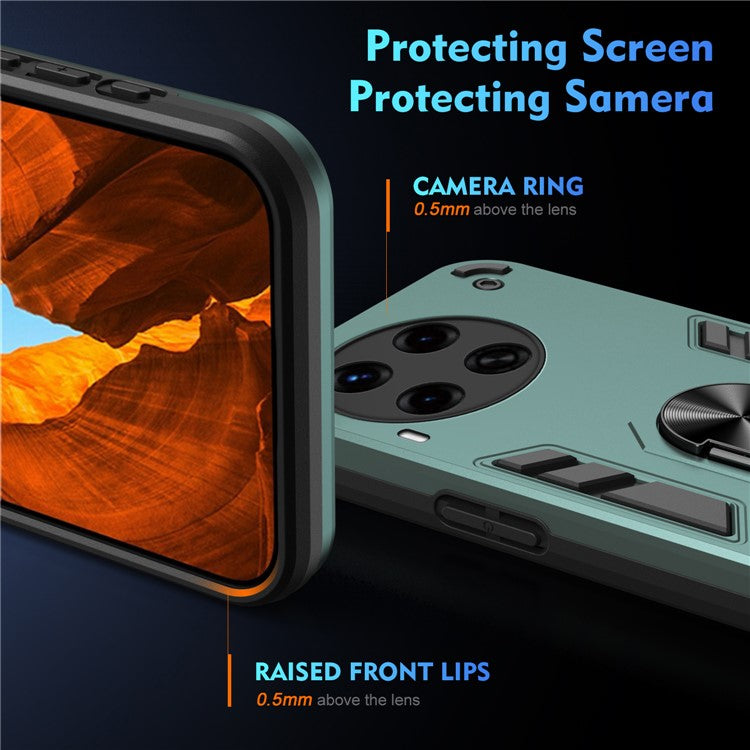 For TECNO Camon 30 Premier 5G Case Kickstand PC+TPU 2-in-1 Anti-Drop Phone Cover - Green