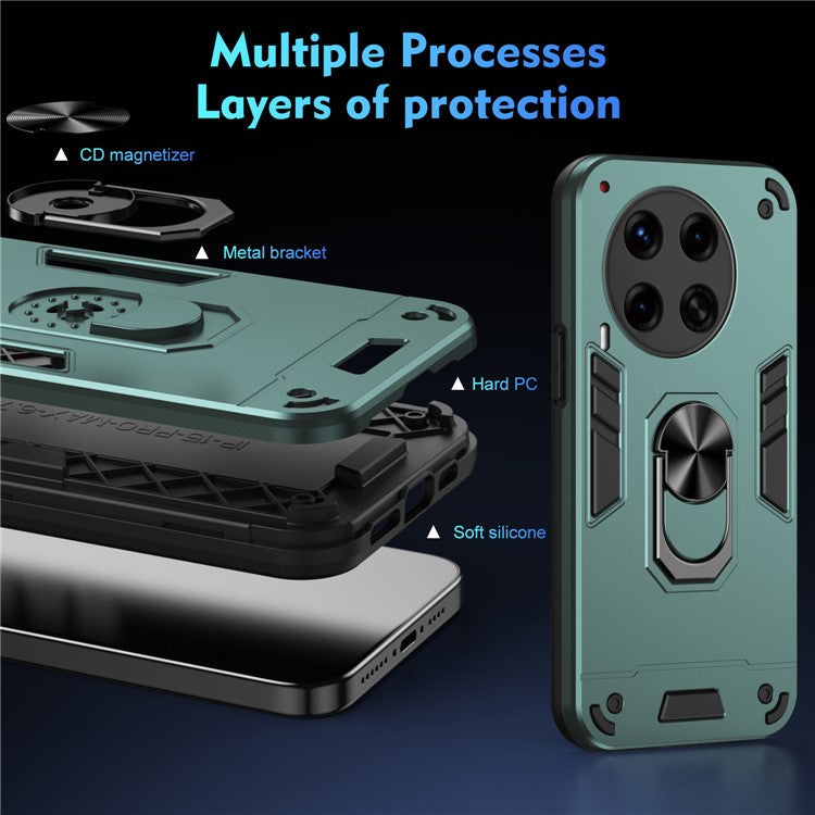 For TECNO Camon 30 Premier 5G Case Kickstand PC+TPU 2-in-1 Anti-Drop Phone Cover - Green