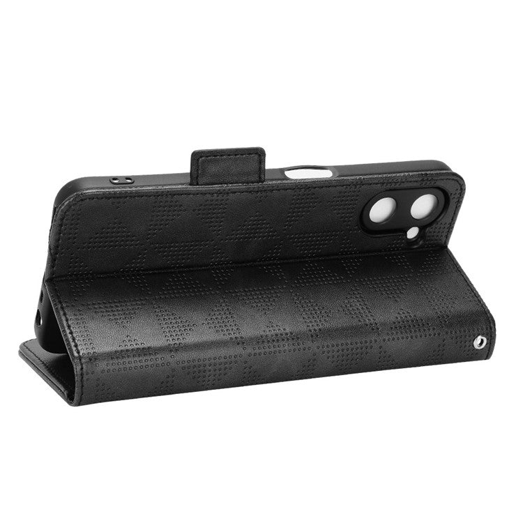 Phone Case for Realme V20 5G, Triangle Pattern Imprinted Flip Wallet Stand PU Leather Cover with Strap - Black