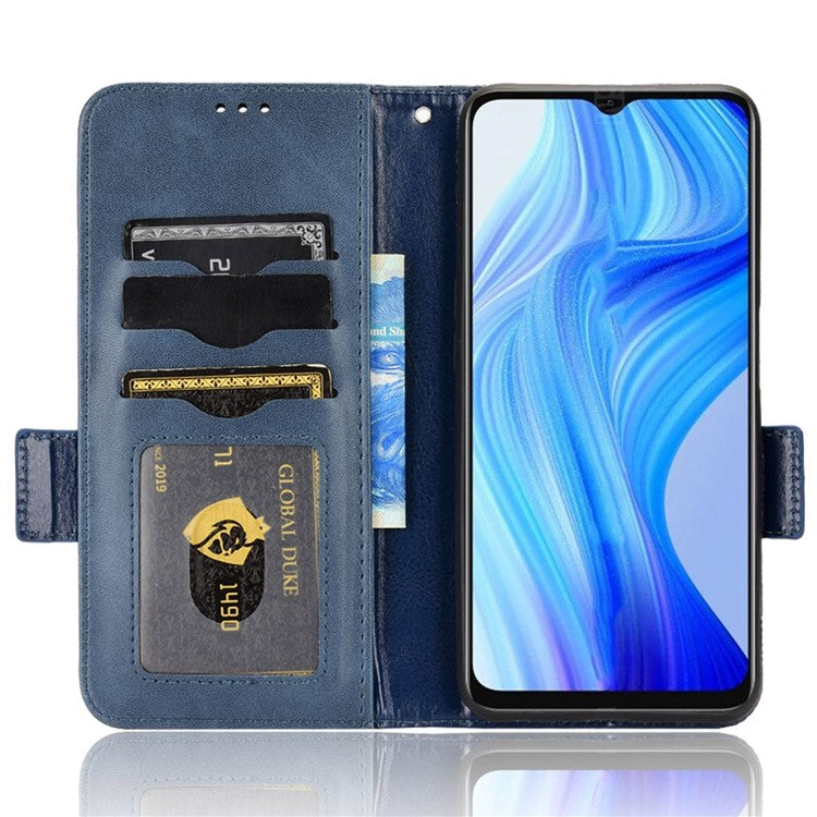 Phone Case for Realme V20 5G, Triangle Pattern Imprinted Flip Wallet Stand PU Leather Cover with Strap - Blue
