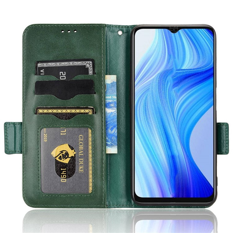 Phone Case for Realme V20 5G, Triangle Pattern Imprinted Flip Wallet Stand PU Leather Cover with Strap - Green
