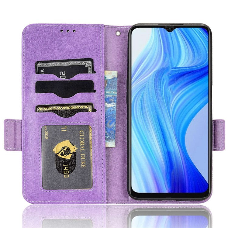 Phone Case for Realme V20 5G, Triangle Pattern Imprinted Flip Wallet Stand PU Leather Cover with Strap - Purple