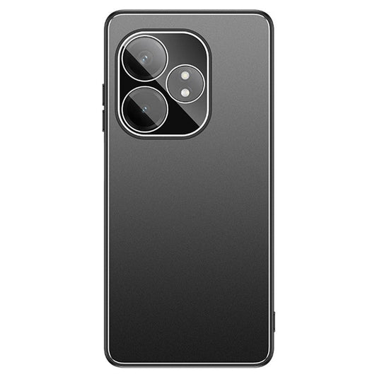 For Realme GT Neo6 5G Case PC+TPU Anti-Drop Matte Phone Cover with Tempered Glass Lens Cover - Black