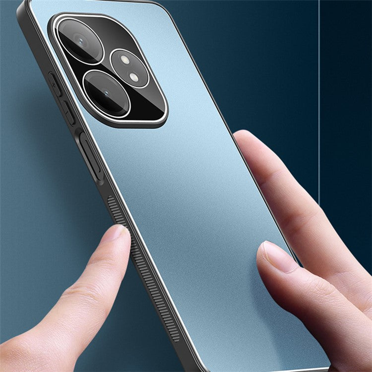 For Realme GT Neo6 5G Case PC+TPU Anti-Drop Matte Phone Cover with Tempered Glass Lens Cover - Black