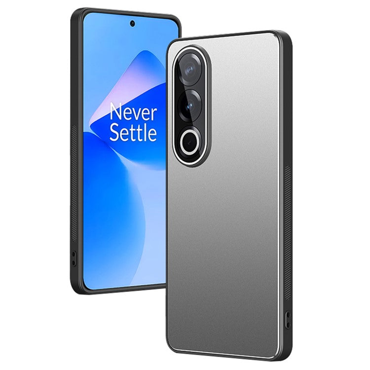 For OnePlus Ace 3V 5G Case PC+TPU Matte Phone Cover with Tempered Glass Lens Film - Grey
