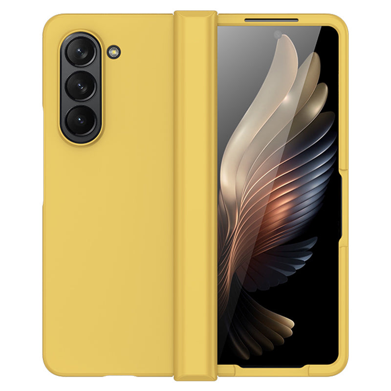 For Samsung Galaxy Z Fold6 5G Case Skin Feel PC Phone Cover with Hinge Protection - Yellow