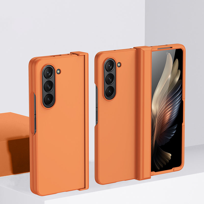For Samsung Galaxy Z Fold6 5G Case Skin Feel PC Phone Cover with Hinge Protection - Orange