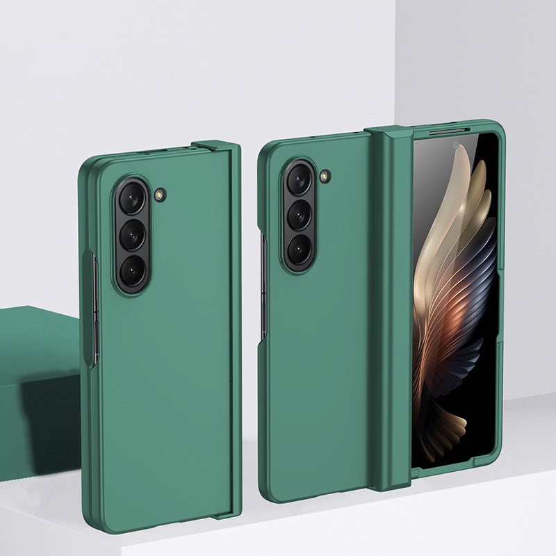 For Samsung Galaxy Z Fold6 5G Case Skin Feel PC Phone Cover with Hinge Protection - Dark Green