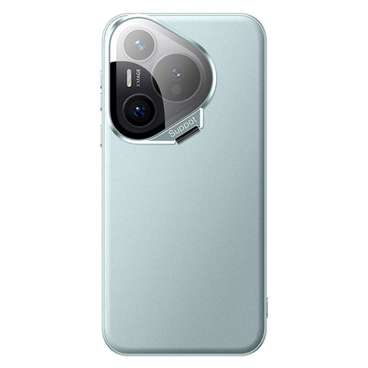 For Huawei Pura 70 Magnetic Case Metal Lens Frame Kickstand TPU+PC Anti-Drop Phone Cover - Baby Blue