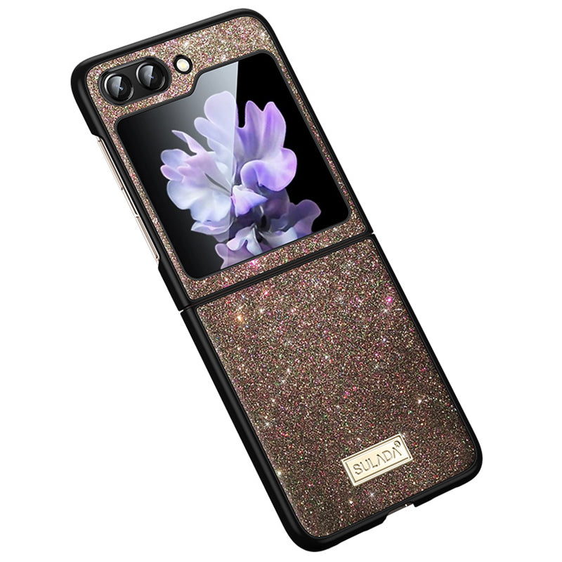 SULADA For Samsung Galaxy Z Flip6 5G Case Glitter Sequins Leather Coated PC + TPU Cover - Multi-color