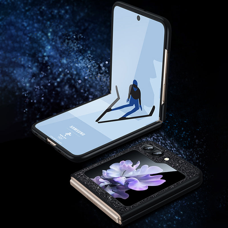 SULADA For Samsung Galaxy Z Flip6 5G Case Glitter Sequins Leather Coated PC + TPU Cover - Multi-color