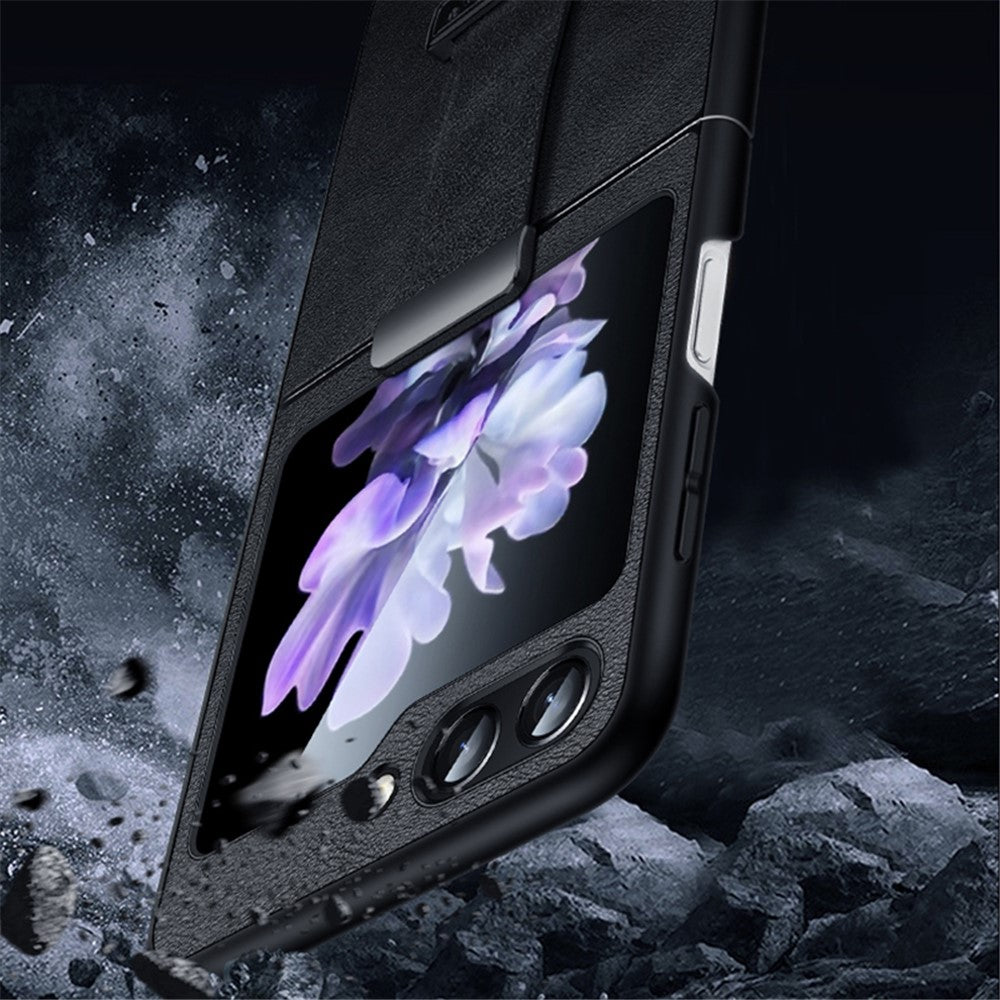 SULADA Fashion Series for Samsung Galaxy Z Flip7 FE 5G / Z Flip6 5G Case Wristband Kickstand Leather+PC Phone Cover - Blue