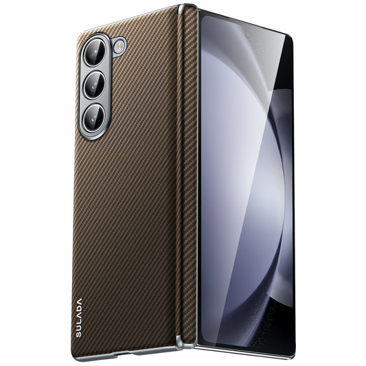 SULADA For Samsung Galaxy Z Fold6 5G Magnetic Case Carbon Fiber Texture Leather+PC Phone Cover - Brown