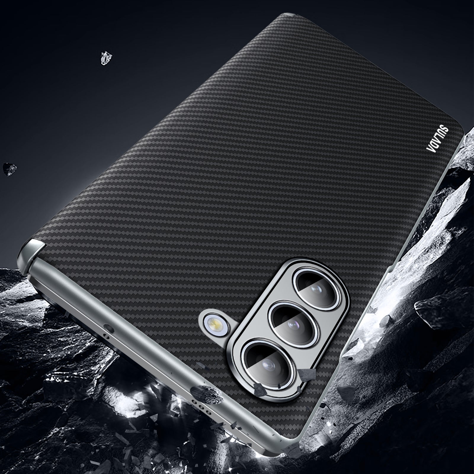 SULADA For Samsung Galaxy Z Fold6 5G Magnetic Case Carbon Fiber Texture Leather+PC Phone Cover - Brown