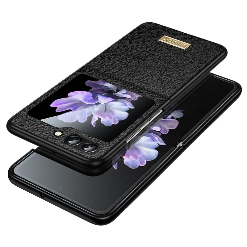 SULADA For Samsung Galaxy Z Flip6 5G Case Litchi Texture Leather Back Phone Cover - Black