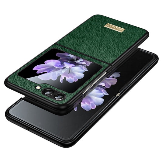 SULADA For Samsung Galaxy Z Flip6 5G Case Litchi Texture Leather Back Phone Cover - Green