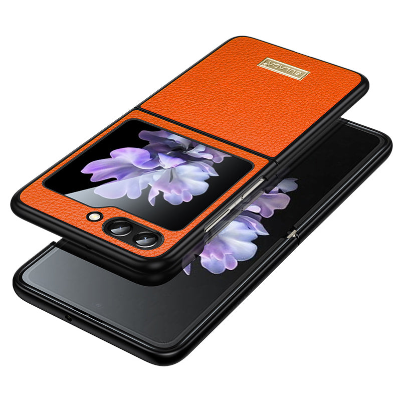 SULADA For Samsung Galaxy Z Flip6 5G Case Litchi Texture Leather Back Phone Cover - Orange