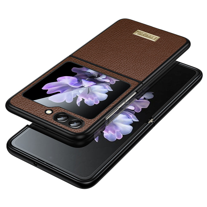 SULADA For Samsung Galaxy Z Flip6 5G Case Litchi Texture Leather Back Phone Cover - Brown