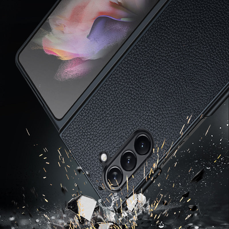 SULADA For Samsung Galaxy Z Fold6 5G Case Litchi Texture Leather+PC+TPU Phone Cover - Sapphire