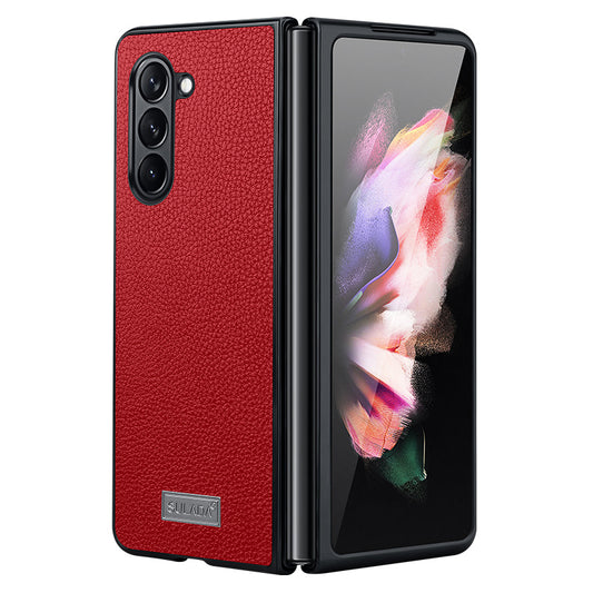 SULADA For Samsung Galaxy Z Fold6 5G Case Litchi Texture Leather+PC+TPU Phone Cover - Red