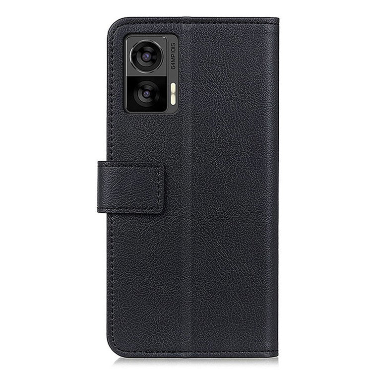 For Motorola Edge 30 Neo 5G Anti-scratch PU Leather Phone Case Anti-shock Folio Flip Protective Cover Wallet Stand - Black