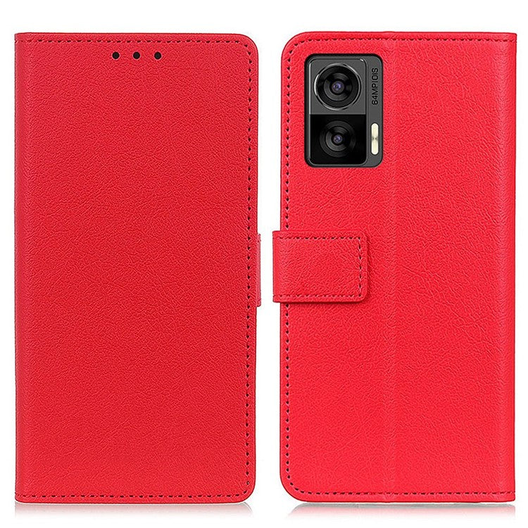 For Motorola Edge 30 Neo 5G Anti-scratch PU Leather Phone Case Anti-shock Folio Flip Protective Cover Wallet Stand - Red