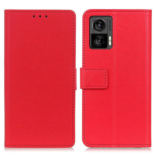 For Motorola Edge 30 Neo 5G Anti-scratch PU Leather Phone Case Anti-shock Folio Flip Protective Cover Wallet Stand - Red