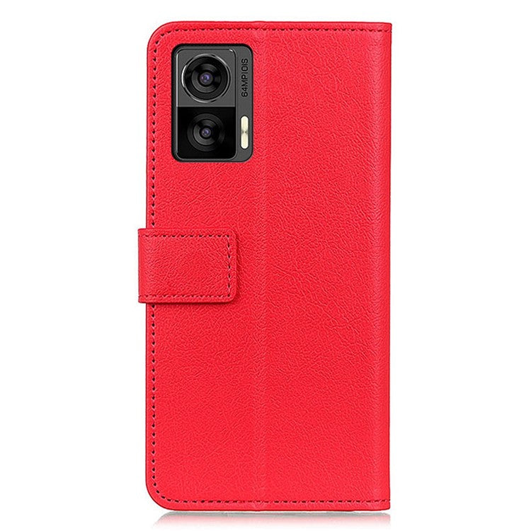 For Motorola Edge 30 Neo 5G Anti-scratch PU Leather Phone Case Anti-shock Folio Flip Protective Cover Wallet Stand - Red