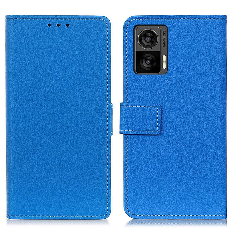For Motorola Edge 30 Neo 5G Anti-scratch PU Leather Phone Case Anti-shock Folio Flip Protective Cover Wallet Stand - Blue