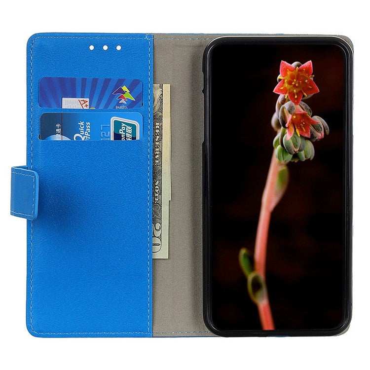 For Motorola Edge 30 Neo 5G Anti-scratch PU Leather Phone Case Anti-shock Folio Flip Protective Cover Wallet Stand - Blue