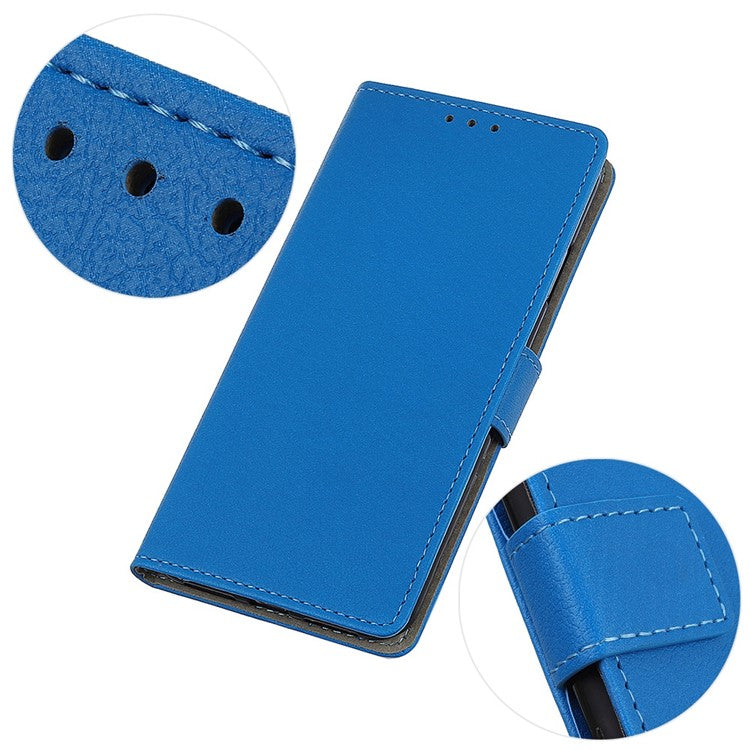 For Motorola Edge 30 Neo 5G Anti-scratch PU Leather Phone Case Anti-shock Folio Flip Protective Cover Wallet Stand - Blue