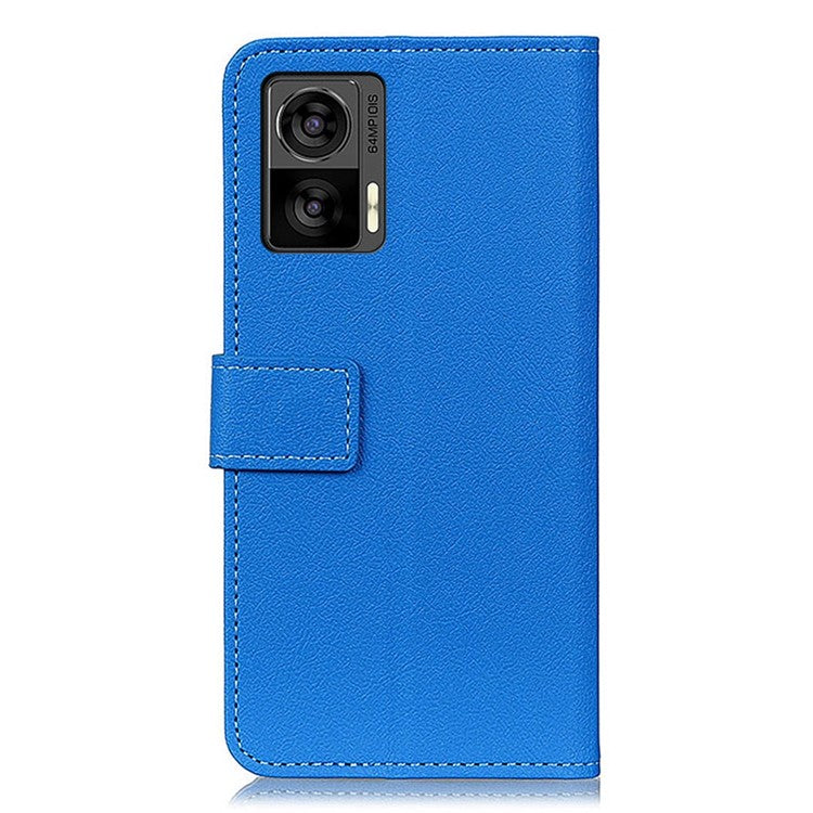 For Motorola Edge 30 Neo 5G Anti-scratch PU Leather Phone Case Anti-shock Folio Flip Protective Cover Wallet Stand - Blue