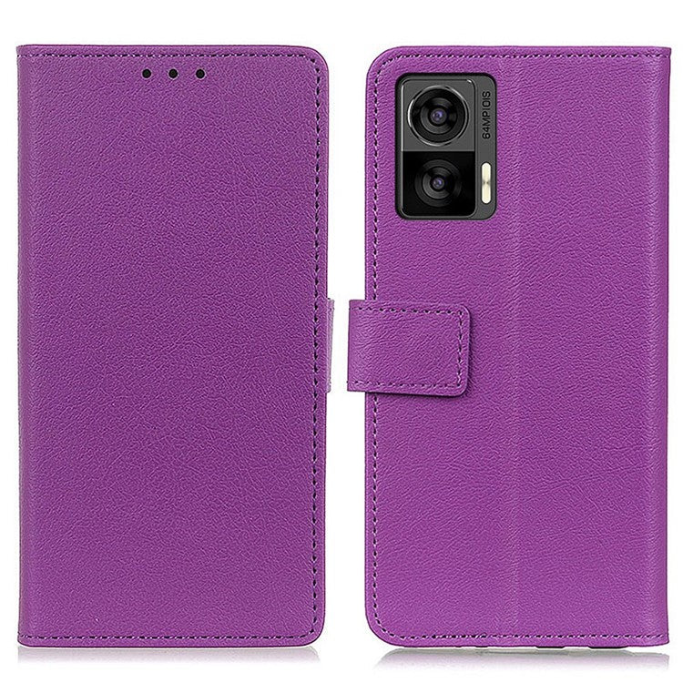 For Motorola Edge 30 Neo 5G Anti-scratch PU Leather Phone Case Anti-shock Folio Flip Protective Cover Wallet Stand - Purple